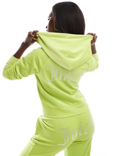 Juicy Couture velour zip through hoodie co ord in lime green exclusive to asos ASOS