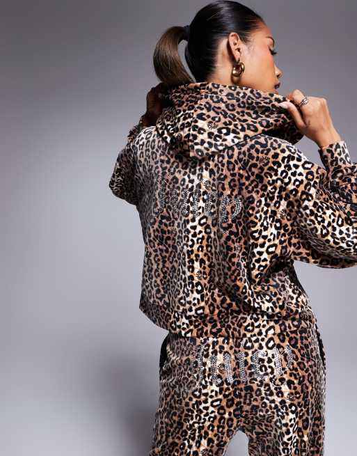 Juicy Couture velour zip through hoodie exclusive to ASOS co-ord in leopard print