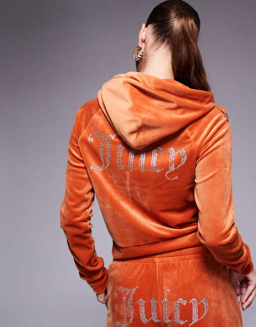 Juicy Couture velour zip through hoodie exclusive to ASOS co ord in rust