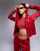 Juicy Couture velour cross corset zip through track top in