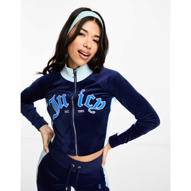 Juicy Couture velour zip through track top with collegiate