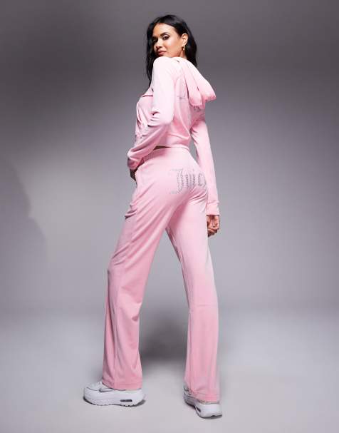 Juicy Couture – Velours-Jogginghose in Rosa mit Strass-Logo, Kombiteil - view 1