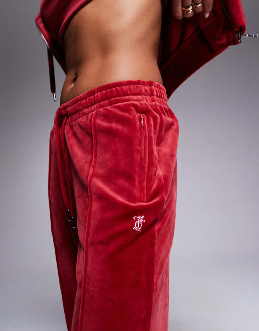 Juicy Couture – Velours-Jogginghose in Rot mit geradem Schnitt, Kombiteil, 4 von 5