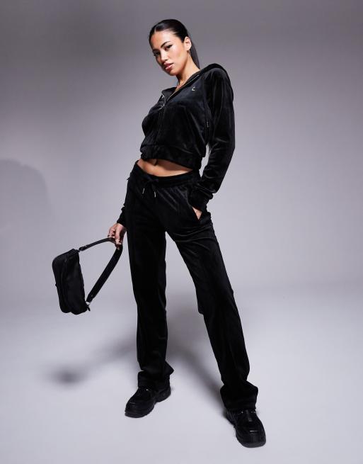 Juicy Couture – Velours-Jogginghose mit geradem Schnitt in Schwarz, Kombiteil, 2 von 5