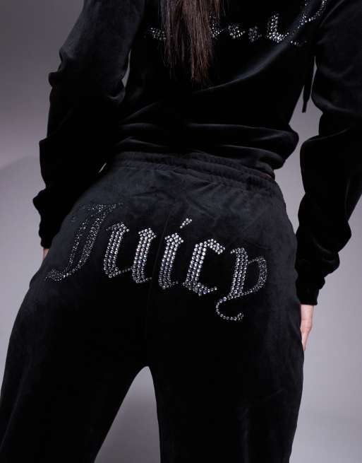Juicy Couture – Velours-Jogginghose mit geradem Schnitt in Schwarz, Kombiteil, 3 von 5