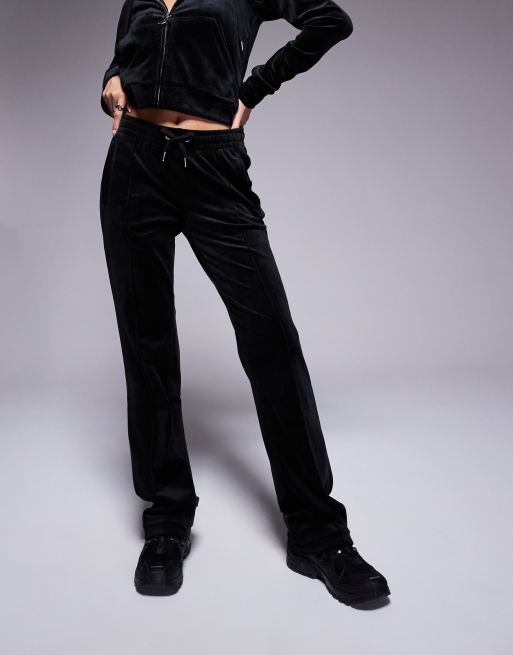 Juicy Couture – Velours-Jogginghose mit geradem Schnitt in Schwarz, Kombiteil, 4 von 5