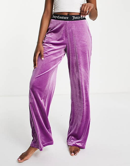 Juicy Couture velvet wide leg pyjama bottoms co-ord in pink
