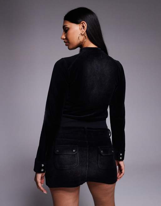 Juicy Couture - Veste d'ensemble style moto à plis vintage - Noir délavé, 4 de 4