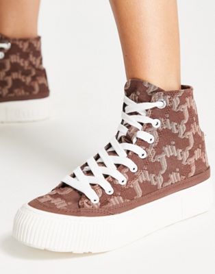 Juicy Couture Violet monogram high top trainers in brown