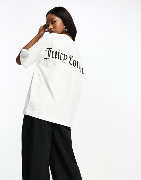 Juicy Couture – Vit t-shirt i boyfriend-modell med logga - view 1