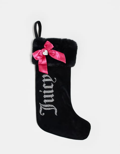 Juicy Couture – Weihnachtsstrumpf aus Velours in Schwarz - view 1