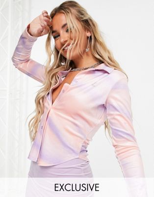 Femme Juicy Couture x  - Chemise en velours à imprimé ondulé - Rose