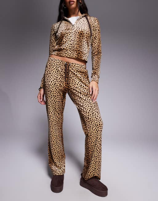 Juicy Couture x ASOS exclusive co-ord track pants natural cheetah brown, 4 of 5