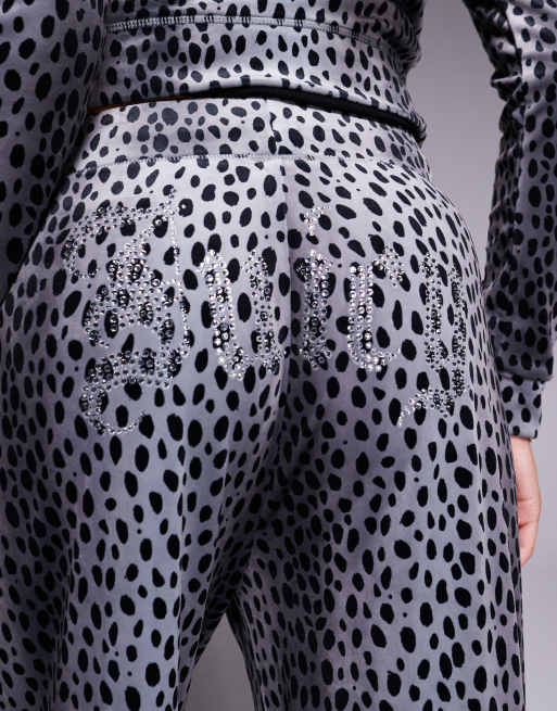 Juicy Couture x  ASOS exclusive co-ord track pants tonal cheetah black, 3 of 5