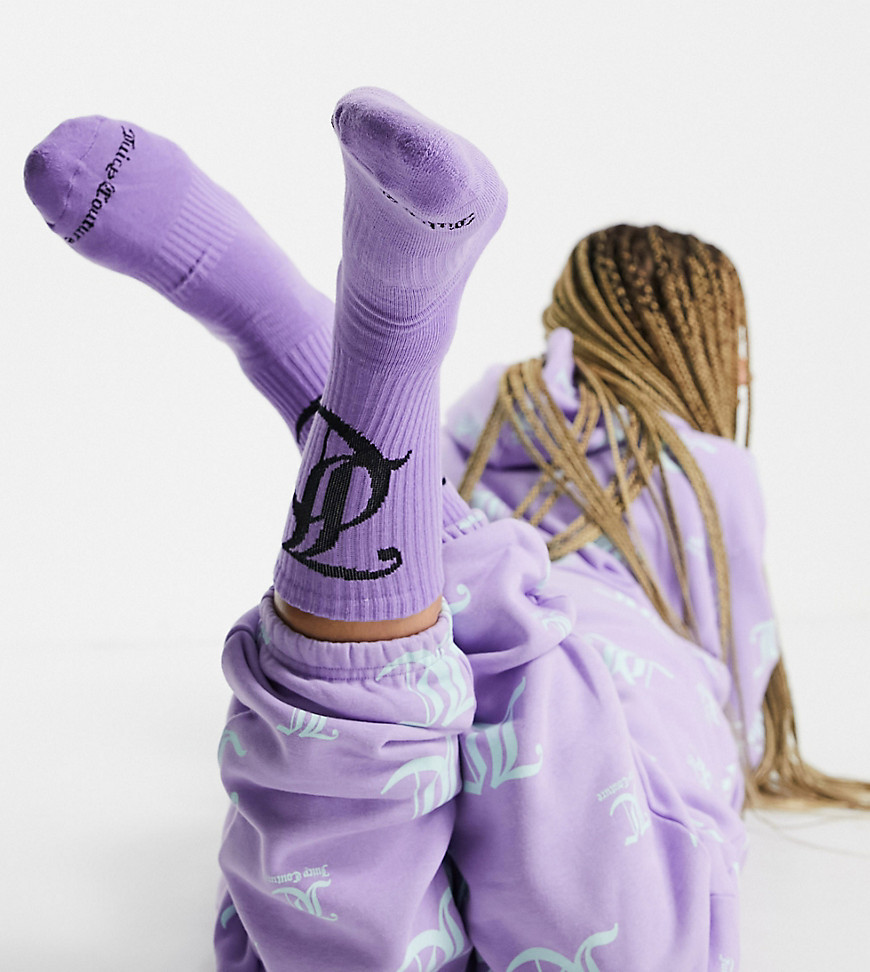 Juicy Couture X ASOS logo socks in lilac-Purple
