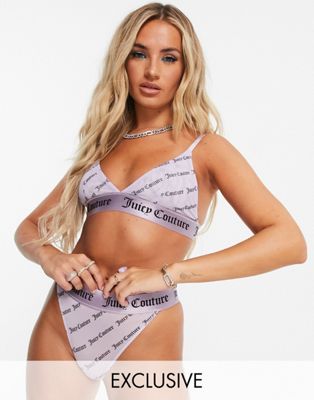 Juicy Couture x ASOS mesh triangle bra in lilac