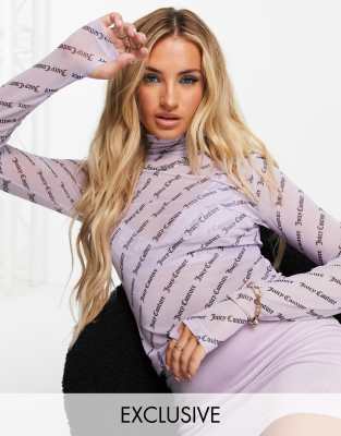 Juicy Couture x ASOS monogram mesh top in lilac