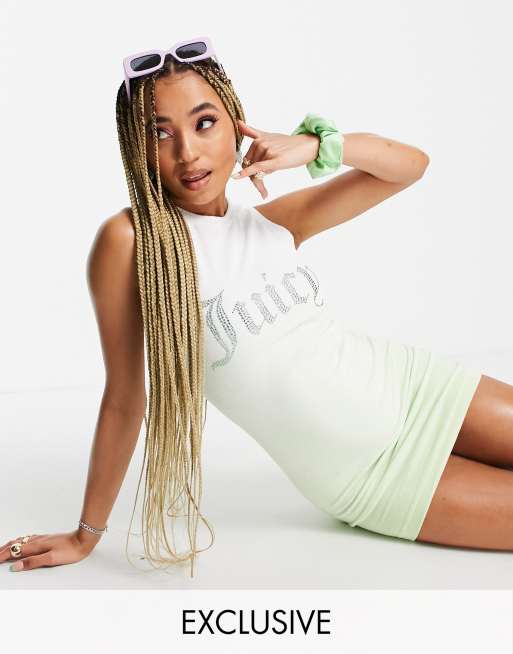 Juicy Couture x ASOS – Sukienka mini z tkaniny frotte w kolorze miętowej zieleni z efektem ombre