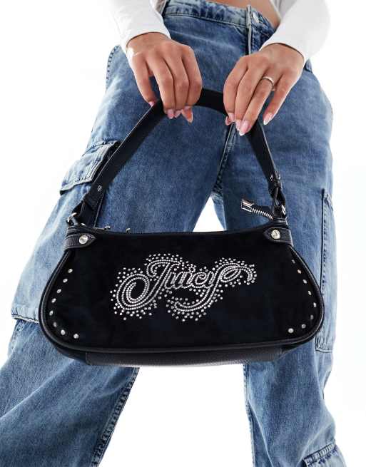 Juicy Couture Y2K diamante logo shoulder bag in black | ASOS