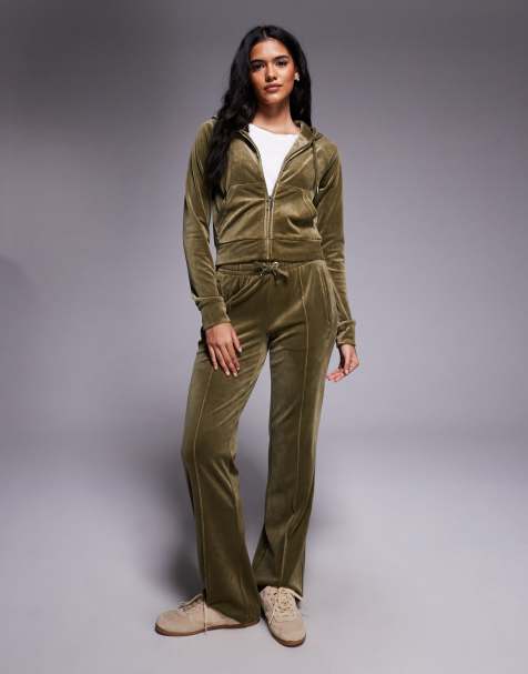 Juicy Couture zip-through diamante logo set in khaki - view 1