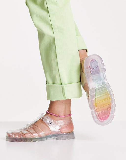 Juju jelly flat jelly shoes in rainbow multi
