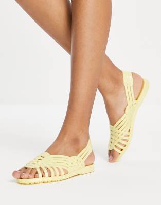 yellow peep toe flats