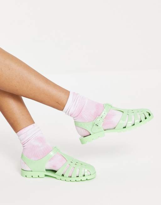 Juju jelly flat shoes in apple green ASOS