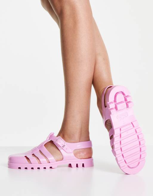 Juju jelly flat shoes in bright pink ASOS