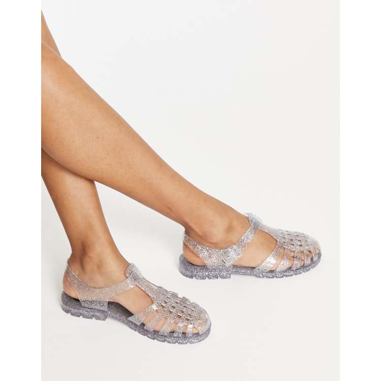 Clear store glitter sandals