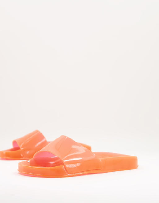 Juju jelly flat slides in bright coral