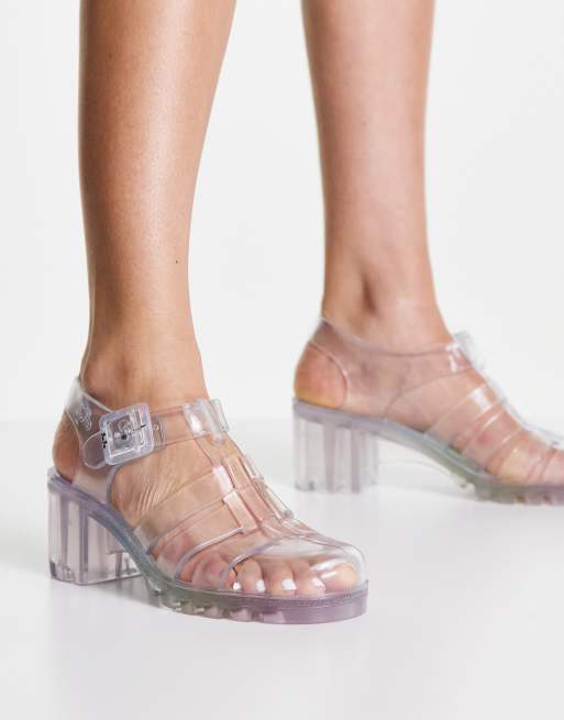 Juju - Plastic schoenen met hak in doorzichtig en regenboog, 3 van 4