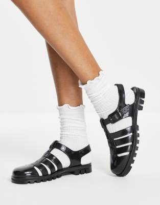 Juju - Platte jelly schoenen in zwart