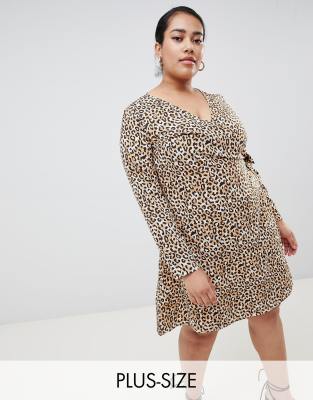 animal print mini wrap dress-Multi