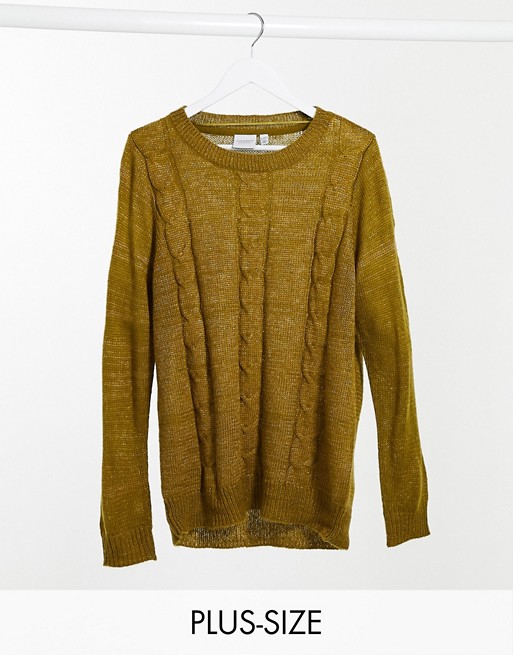 Junarose cable knit jumper in green