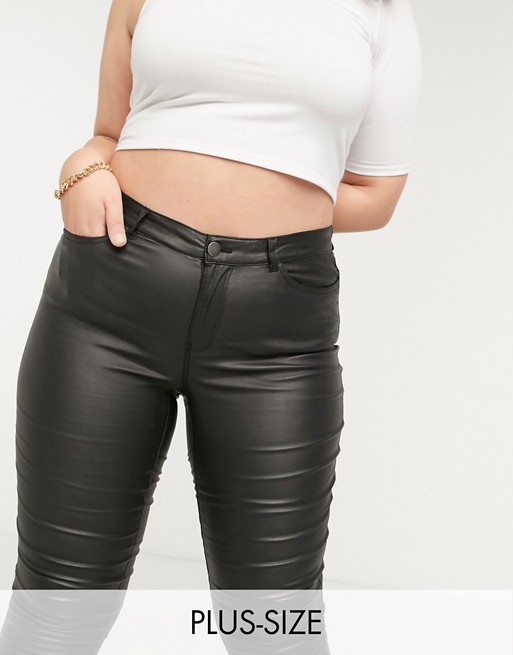 Junarose faux leather skinny trousers in black
