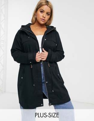 Junarose Lightweight Hoodied Parka In Black ModeSens