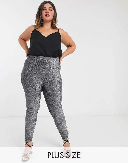 Plus size metallic clearance leggings