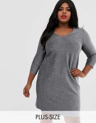 Junarose metallic shift dress-Silver