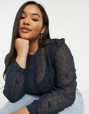 sheer navy blouse