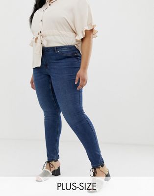 Junarose - Skinny jeans met onafgewerkte zoom-Blauw