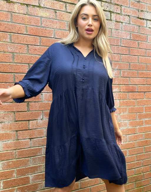 Junarose smock dress in navy ASOS