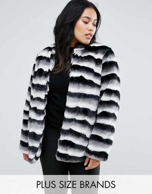 Striped 2025 fur coat