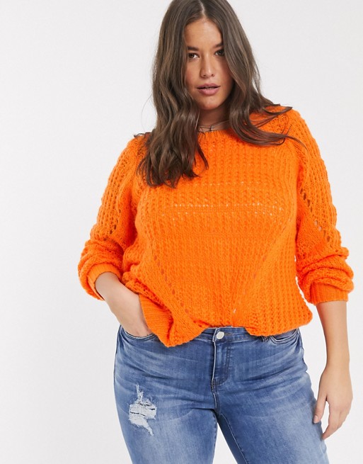 Junarose textured jumper in orange