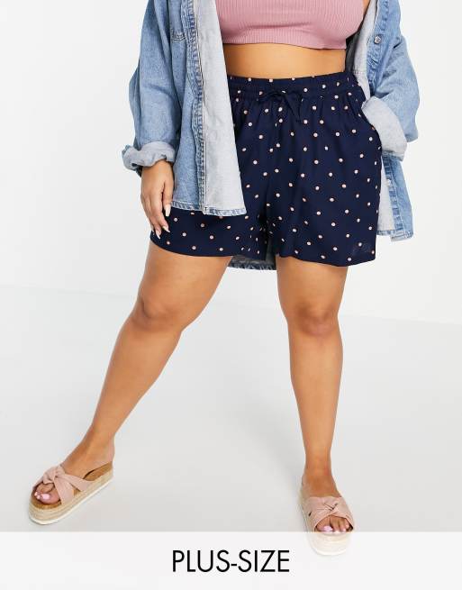 Junarose tie waist shorts in navy spot