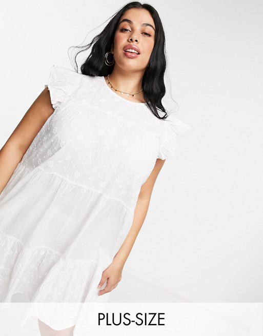 Junarose tiered smock dress in white