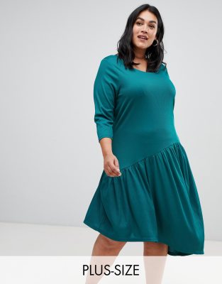 Junarose uneven drop hem dress-Green