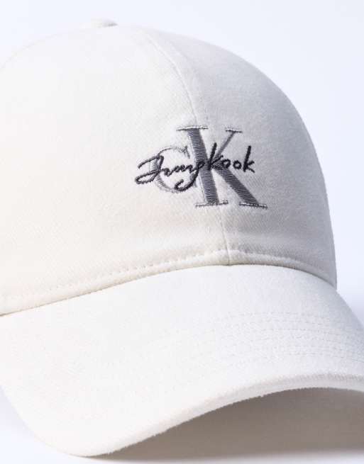   ジョングク キャップ　CKJK CAP ホワイト Jung Kook for Calvin Klein baseball cap in off-white | ASOS