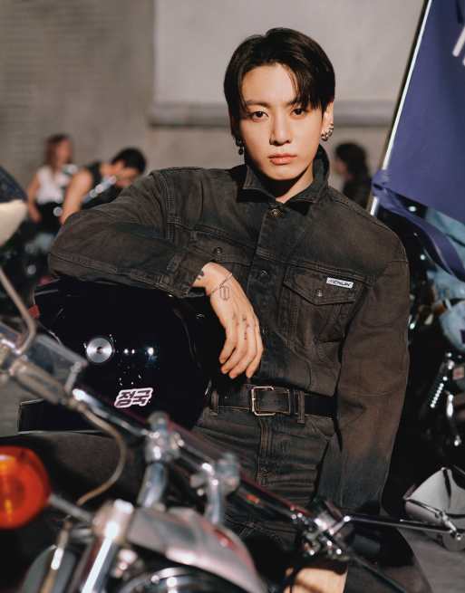Jung Kook for Calvin Klein cropped trucker jacket in brown acid
