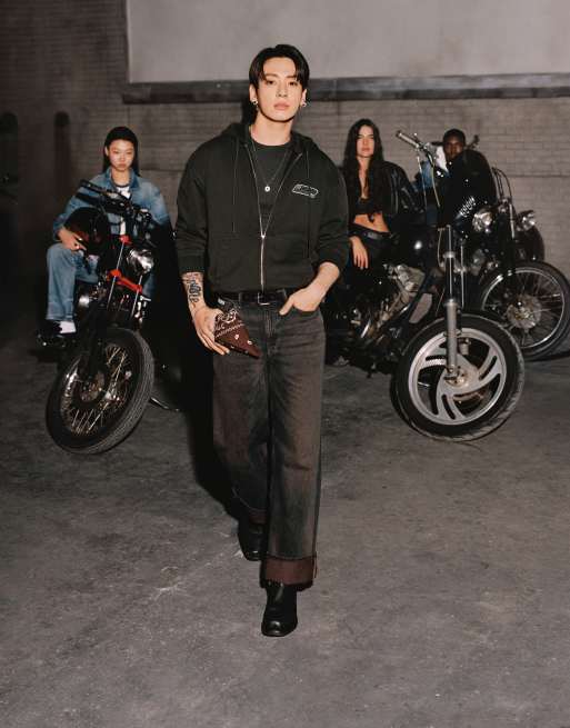 Jung Kook for Calvin Klein high rise baggy jeans in brown acid