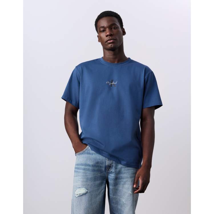 Jung Kook for Calvin Klein monogram graphic T-shirt in blue | ASOS